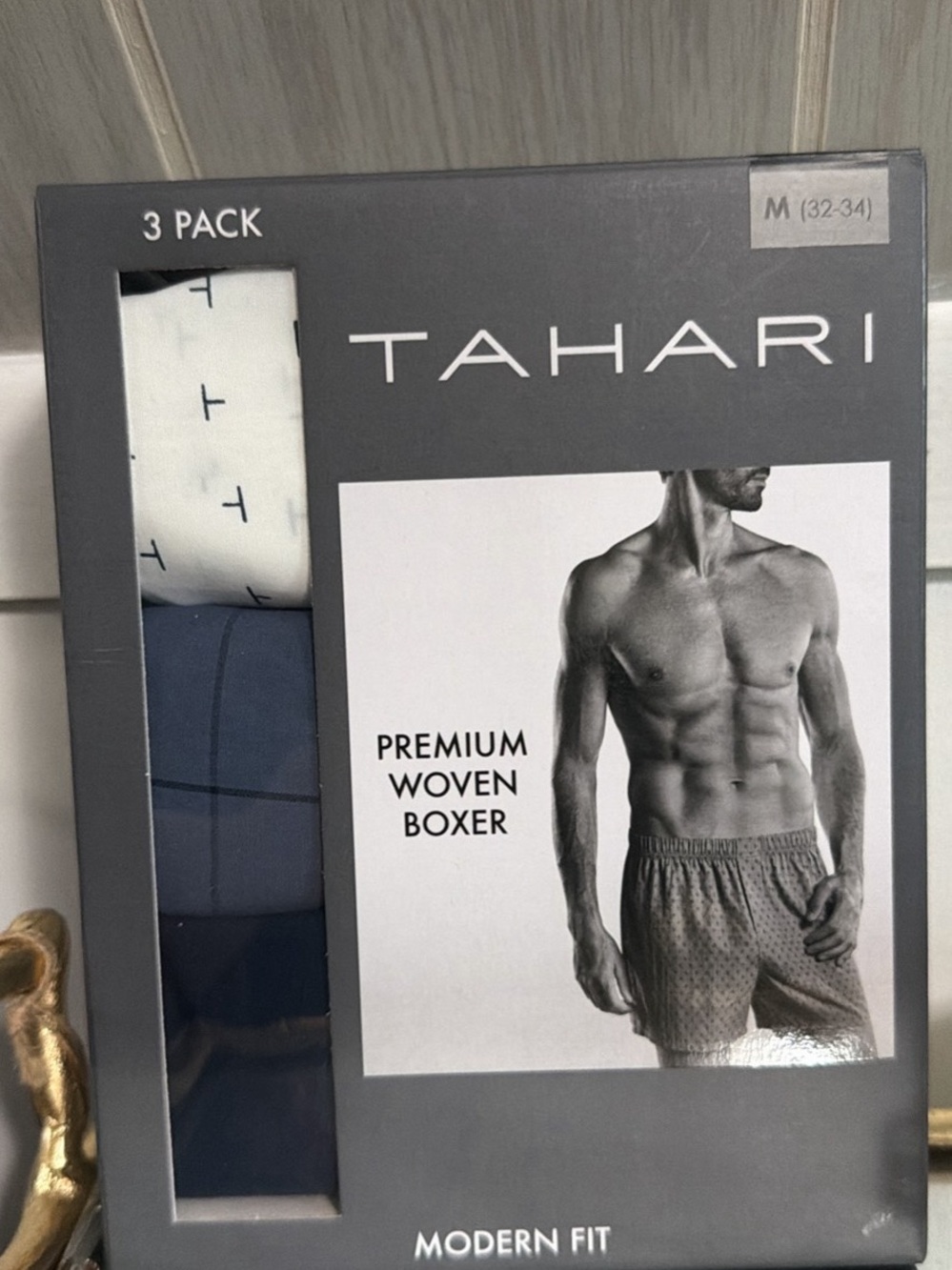 Tahari Men's Woven Boxer 3-Pack - Navy & White
